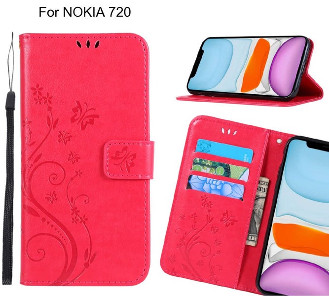 NOKIA 720 Case Embossed Butterfly Wallet Leather Cover Carousel 1