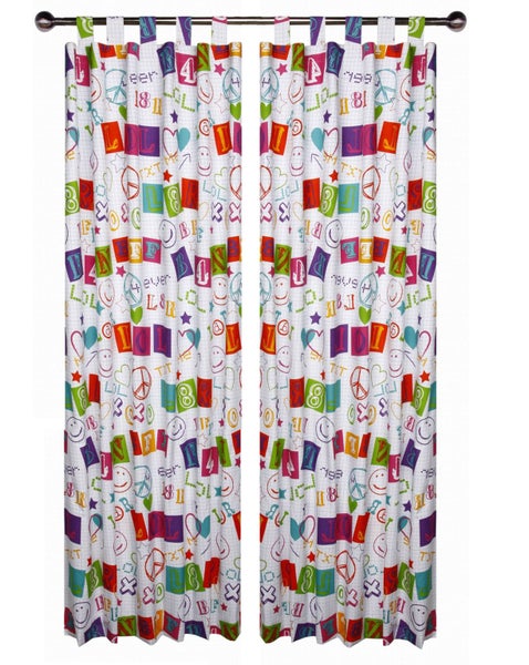 Pair of Glow in the Dark Tab Top Children Kids Curtains by Happy Kids Carousel 1