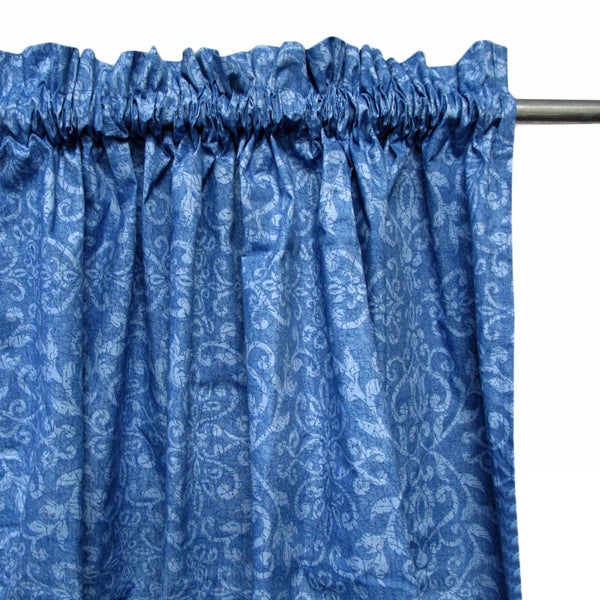 Pair of Polyester Cotton Rod Pocket Damask Curtains Carousel 1