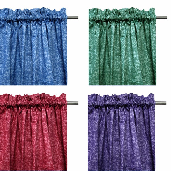 Pair of Polyester Cotton Rod Pocket Damask Curtains Carousel 2