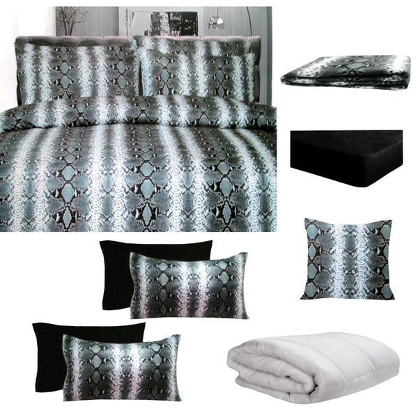 8 Pce Bed in a Bag Set Snake Skin Black Carousel 1