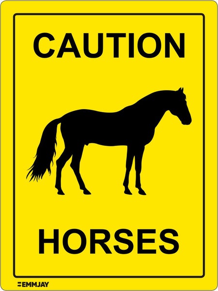 873 EMMJAY- Caution Horses Sign 300 x 400mm Carousel 1