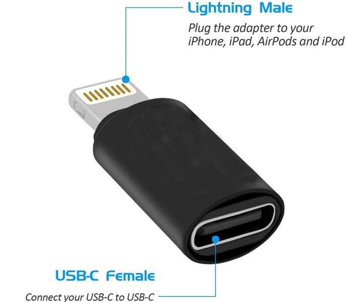 USB C Female to Lightning Male Charging Converter, Type C to Lighting Adapter Carousel 2