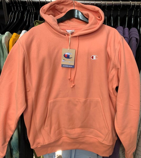 Champion Reverse Weave Terry Cloth Peach Pink Hoodie Pullover Jersey Carousel 1