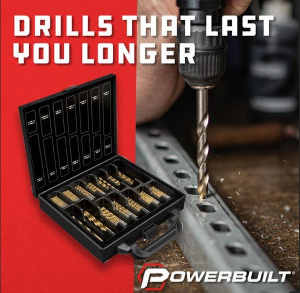 Powerbuilt 88Pc Titanium Coated Drill Bit Set Carousel 1