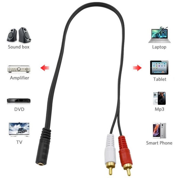 3.5mm Audio Female Jack To 2 RCA Male Socket To Headphone 3.5 Y Adapter Cable Carousel 1