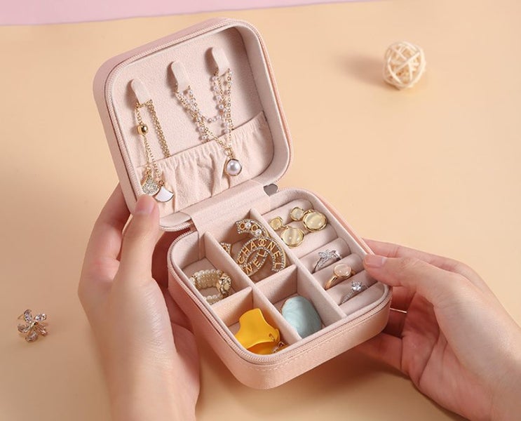 Jewelry Storage Box Portable For Ring Earrings Necklace Mother's day Gift Carousel 2