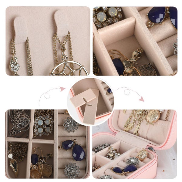 Portable Jewelry Storage Box For Ring Earrings Necklace Mother's day Gift Carousel 4