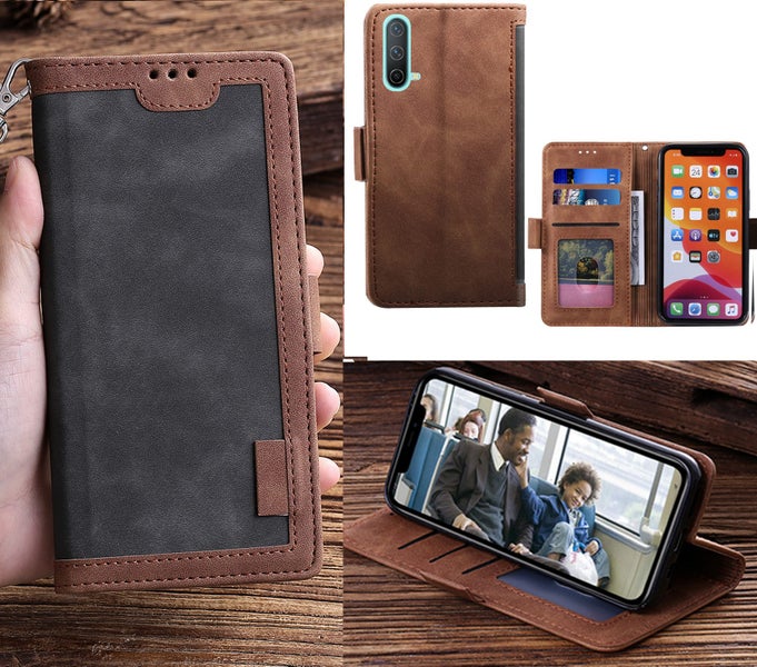 Oneplus Nord CE 5g case contrast denim wallet magnetic grey Carousel 1