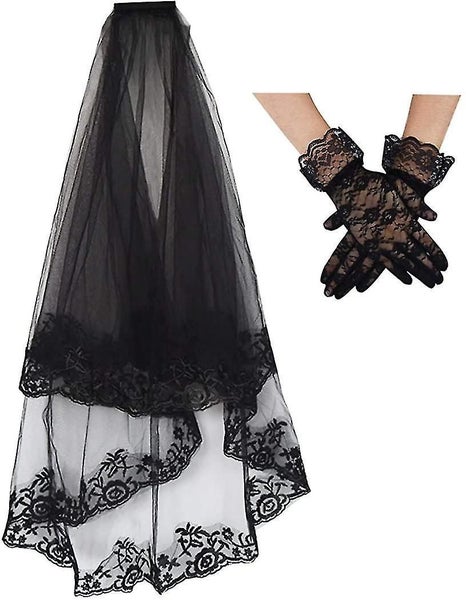 Lace Veil, Bridal Wedding Veils Halloween Veil With Comb And Gloves Carousel 1