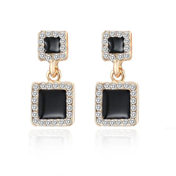 Earrings Black Square Geometric Earrings Women Crystal Luxury Rhinestone Earring Carousel 1