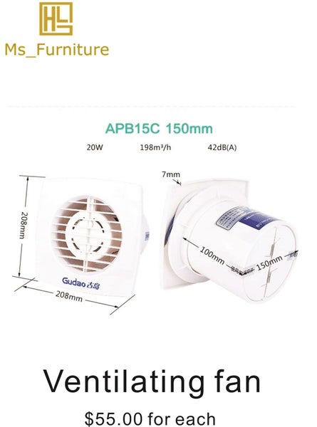 Ventilating fan Bathroom Kitchen Extract Exhaust Fan 150 mm 6 in BRANDNEW Carousel 1
