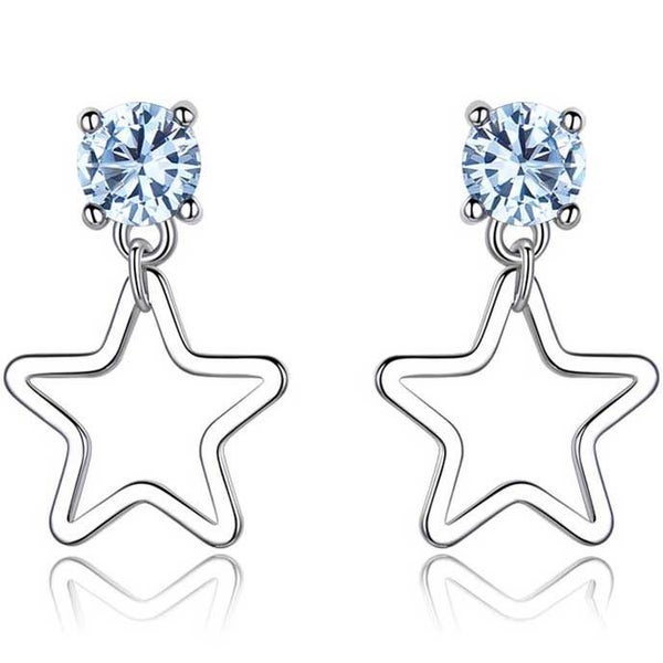 925 Sterling Silver Star Sky Blue Topaz Earrings "Sitara" Carousel 1
