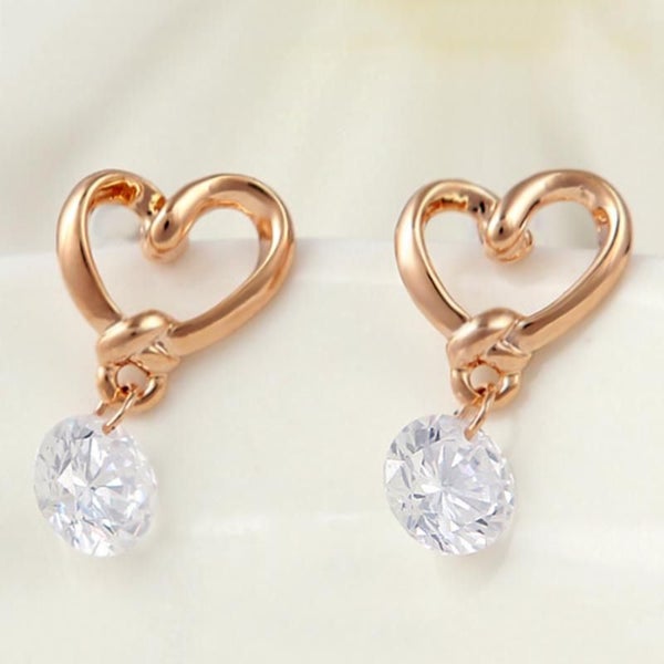 Women Ear Jewelry Heart Shaped Crystal Earrings Eardrop Stud Earring Gifts Carousel 4
