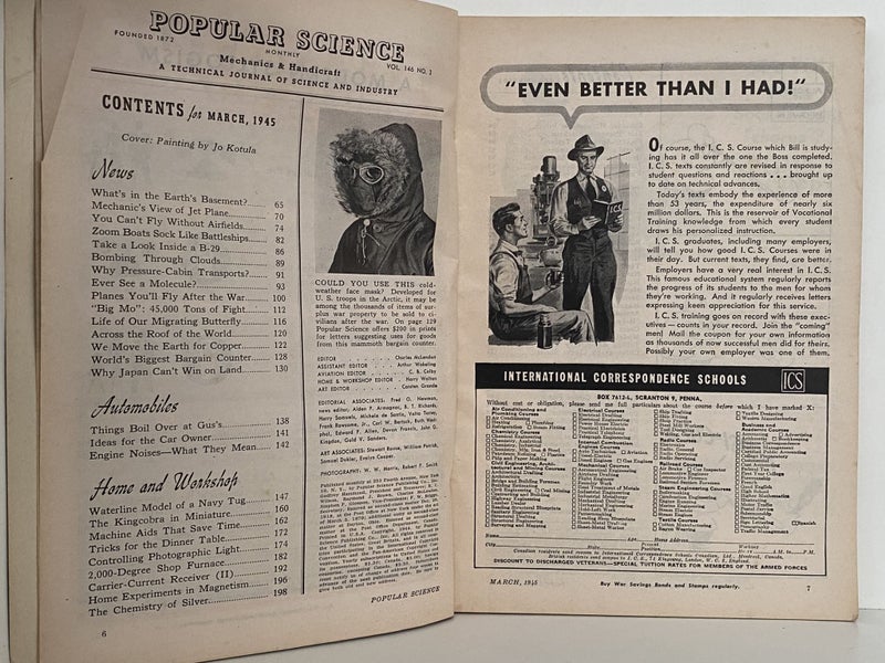 VINTAGE MAGAZINE: Popular Science, Vol 146, No. 3 - March 1945 Carousel 3
