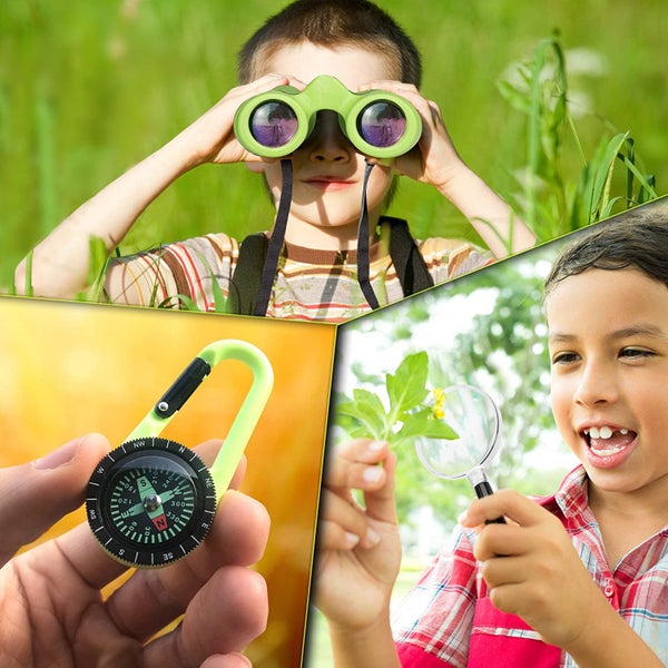 Binoculars for Kids Set with Magnifying Glass And Compass (Green) Carousel 1