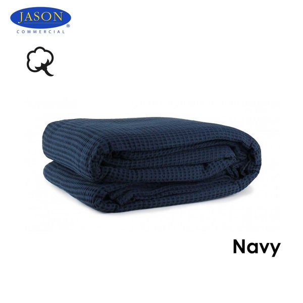 Cotton Waffle Blanket Navy by Jason Carousel 1