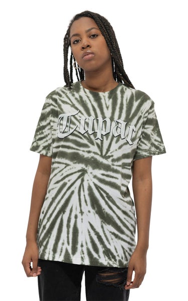 Tupac T Shirt 2PAC Gothic Logo new Official Unisex Dye Wash Green Carousel 1