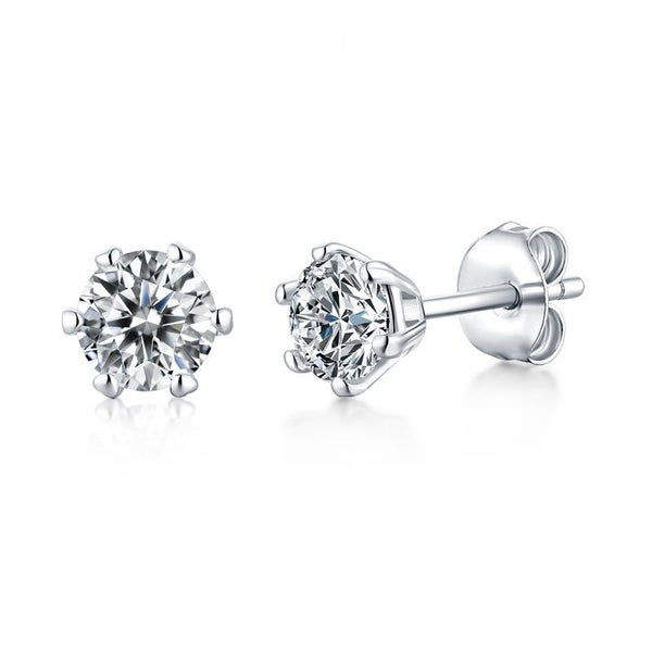 Sale: 1ct Moissanite Stud Earrings Round S925 Silver 18K White Gold Plated Carousel 1