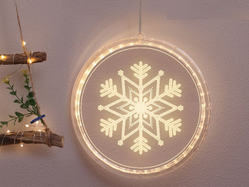 16cm Christmas Snowflakes Print Window Hanging Light Xmas Decor Carousel 1