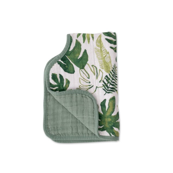 Little Unicorn Muslin Burp Cloth - Tropical Leaf Carousel 2
