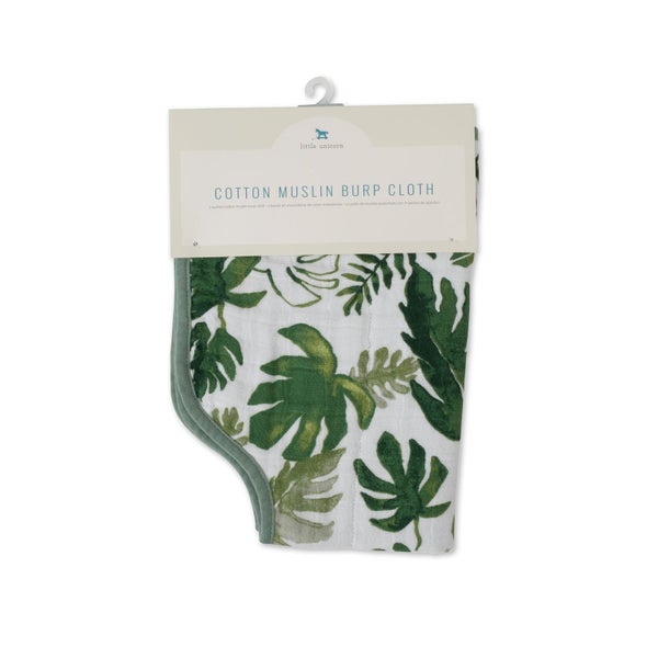 Little Unicorn Muslin Burp Cloth - Tropical Leaf Carousel 1