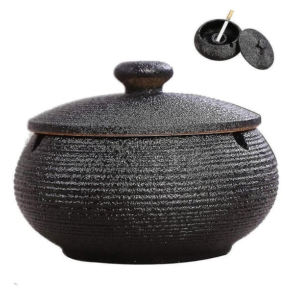 Ashtray, Outdoor Ash Tray For Patio With Lid, Windproof Ashtrays Blue Carousel 1