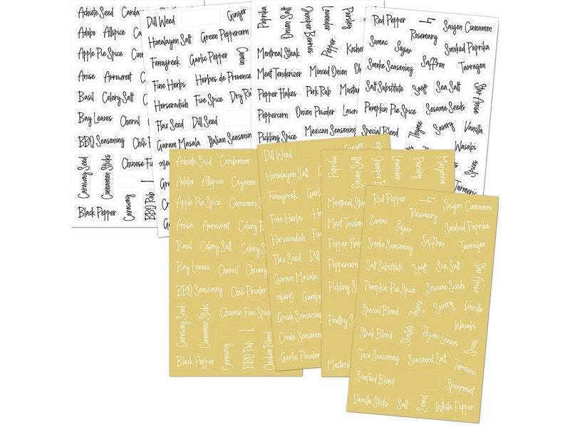 2 X 276pcs Kitchen Spice Herb Jar Labels Stickers Jar Bottle Decals Carousel 2