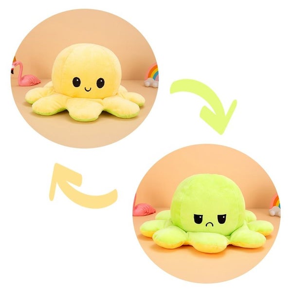 20CM Reversible Octopus Plushie Happy Angry Double-sided Flip Doll Show Mood Toy Carousel 1