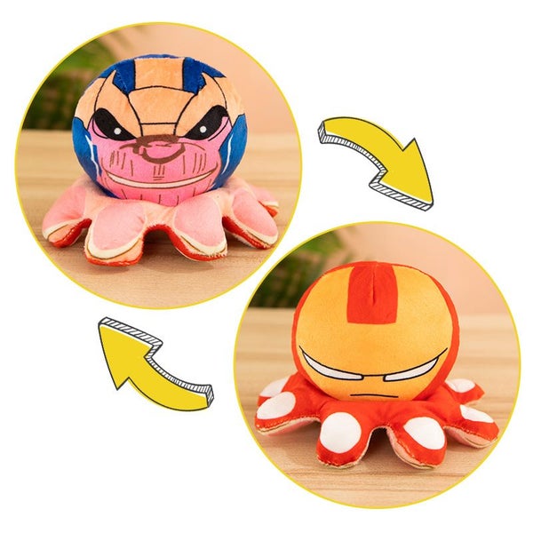 20CM Reversible Octopus Plushie Happy Angry Double-sided Flip Doll Show Mood Toy Carousel 1