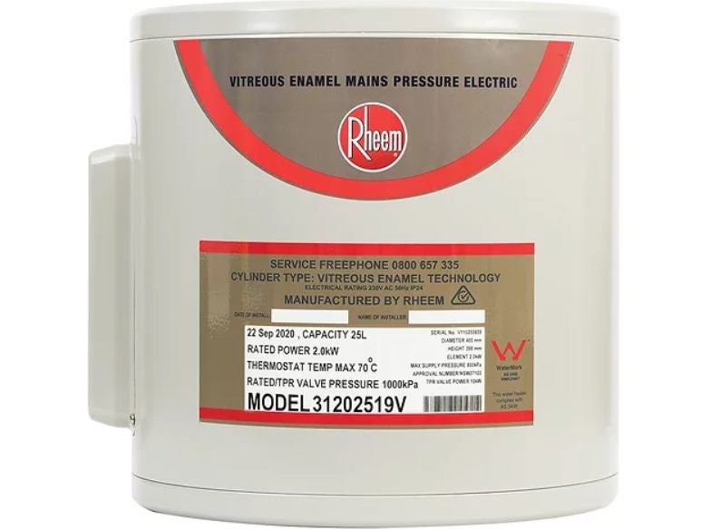 Rheem Mains Pressure Hot Water Cylinder 25L 2KW - Indoor Only Carousel 1