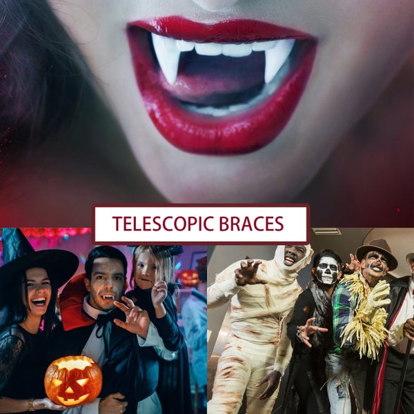 Halloween Retractable Vampire Fangs Masquerade Props Zombie False Teeth Cosplay Carousel 2