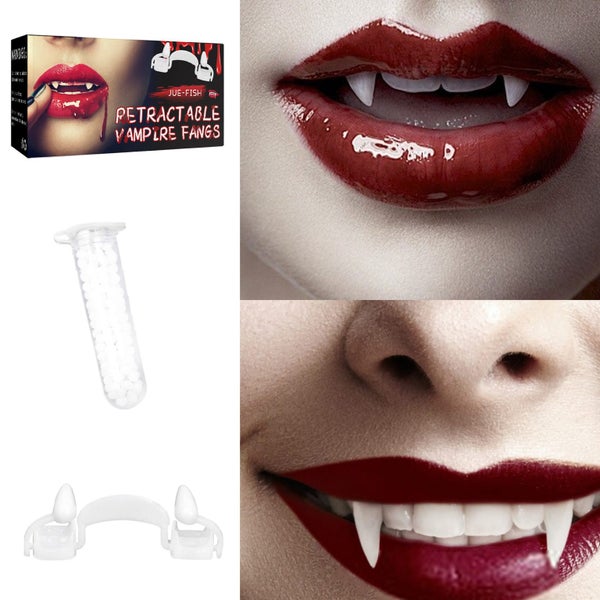 Halloween Retractable Vampire Fangs Masquerade Props Zombie False Teeth Cosplay Carousel 1