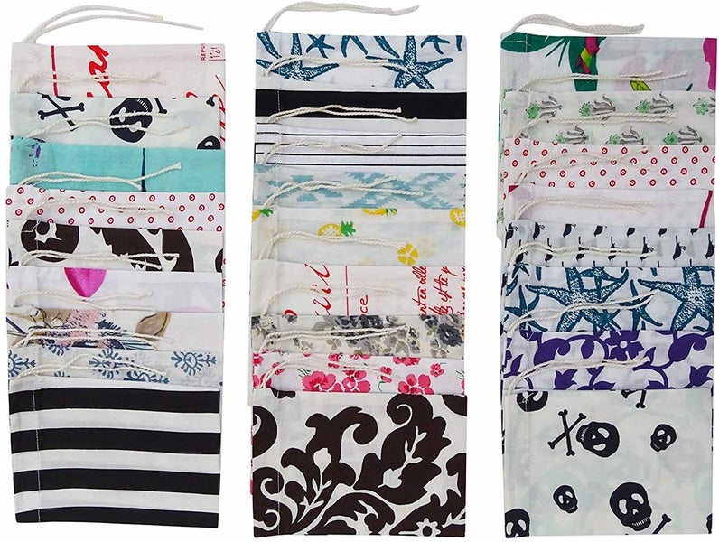 25 Pcs Cotton Drawstring Gift Bags Printed Wedding Party Favor Pouches Carousel 2