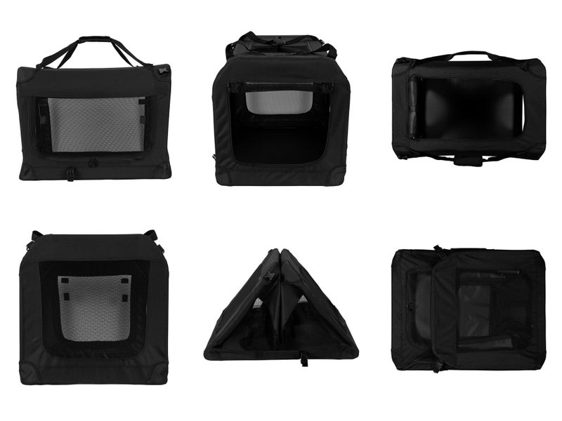 Foldable Pet Carrier - Portable Pets Crate Black L - 700mmL x 530mmW x 520mm Carousel 2
