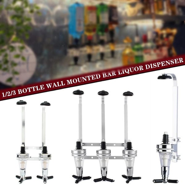 1/2/3-Bottle Wall Mounted Liquor Dispenser Cocktail Shaker Stand Drink Al CHK177 Carousel 1