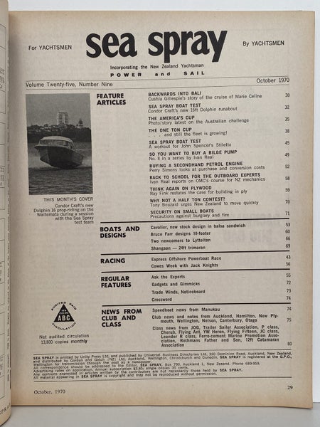 VINTAGE MAGAZINE: Sea Spray / Power & Sail - Vol. 25, No. 9 - October 1970 Carousel 4