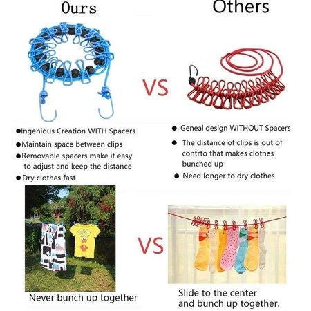 Portable Clothes line with 12 Clothespins Travel Clothesline 1 Pack Carousel 9