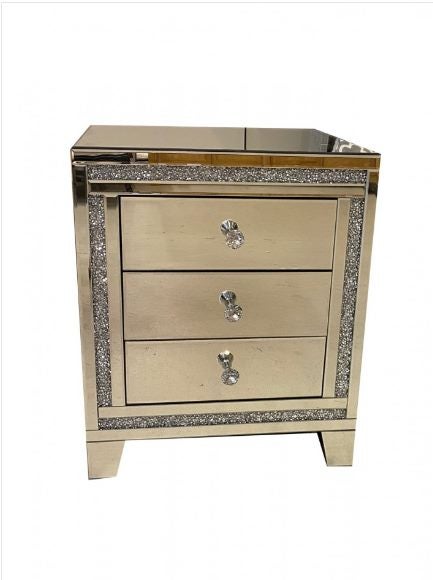 ** LAST PAIR ** Jeriah Mirrored Bedside Table W50cm - Floor Displays *35% Off Carousel 1