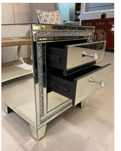 ** LAST PAIR ** Jeriah Mirrored Bedside Table W50cm - Floor Displays *35% Off Carousel 4