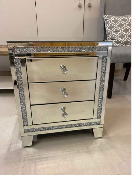 ** LAST PAIR ** Jeriah Mirrored Bedside Table W50cm - Floor Displays *35% Off Carousel 2