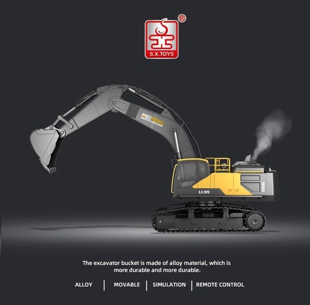 RC excavator Digger, 2.4G, 18CH, Alloy bucket, Smoke simulation Carousel 1