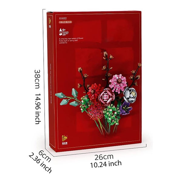 Flowers Bouquet Building Blocks Set Bricks Toy Home Decor Carousel 2
