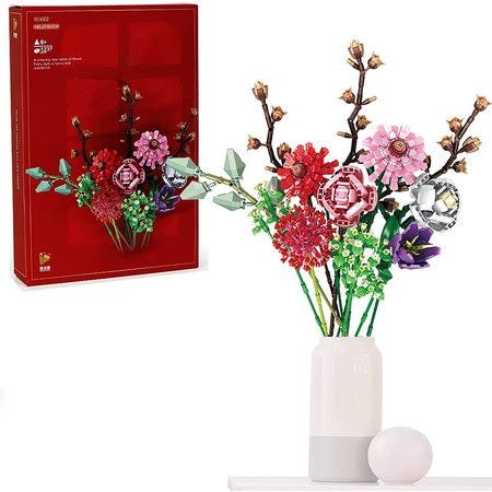 Flowers Bouquet Building Blocks Set Bricks Toy Home Decor Carousel 1