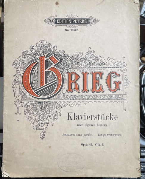 Edition Peters No 2152 Grieg Klavierstucket nach eigenen Liedern Opus 41 Cah, I Carousel 1