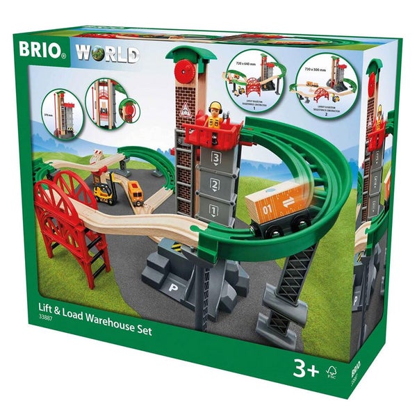 32pc Brio World 72cm Lift & Load Warehouse Wooden Railway Set Kids Child Toy 3y+ Carousel 9
