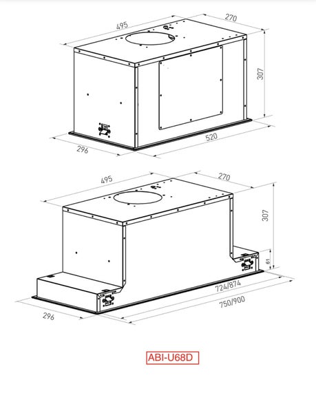 Powerpack Rangehood (Tempered glass) - 900mm - 700m3/h Carousel 2