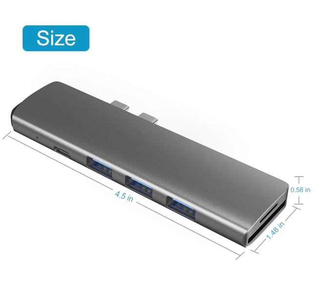 7-in-1 USB-C Hub for Macbook 4K HDMI, USB & Card Readers - Silver Carousel 7