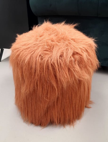 CLEARANCE - Padilla Round Stool - Orange fur *65% OFF* Floor Models Carousel 2