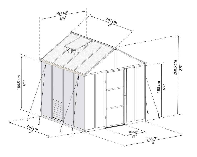 Greenhouse 8ft x 8ft Glory Premium - Charcoal. $650.00 SAVING!62971967984257111